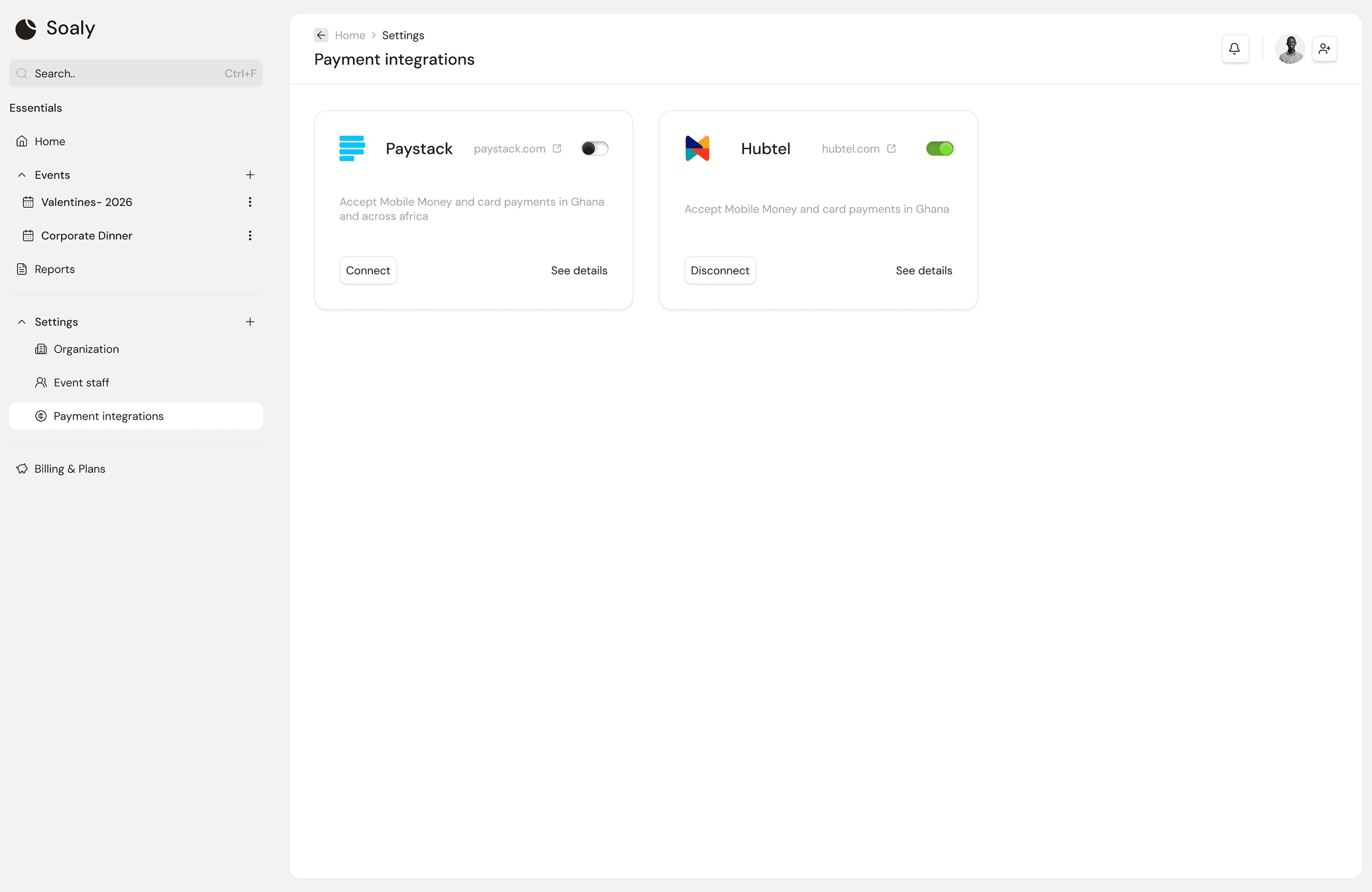 Payment integrations